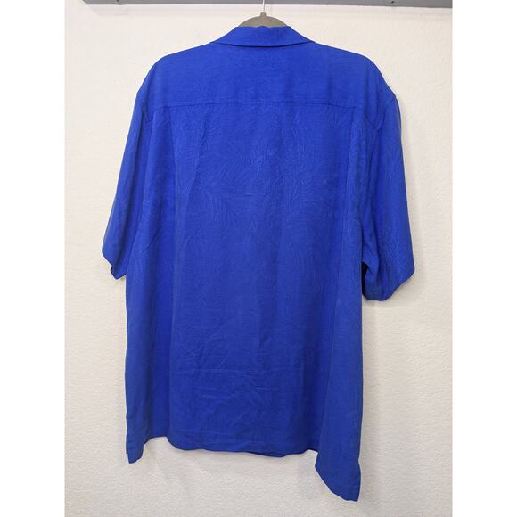 Tommy Bahama 100% Silk Short Sleeve Button Front Shirt Blue Mens Size 3XL - Picture 4 of 8
